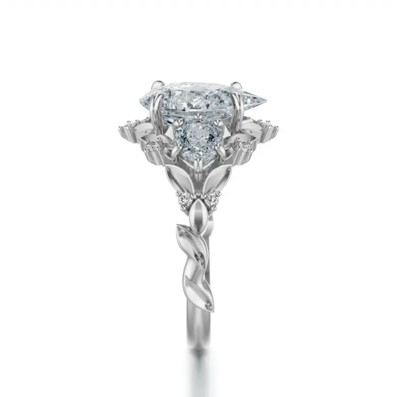 Pierścionek z diamentem gruszka białe złoto SBPZ_051